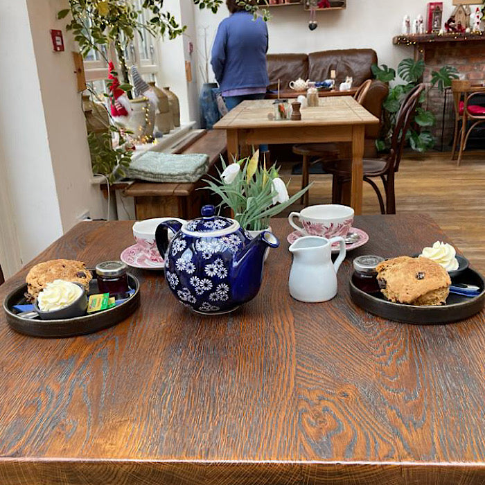 tea for two with view of coffee shop