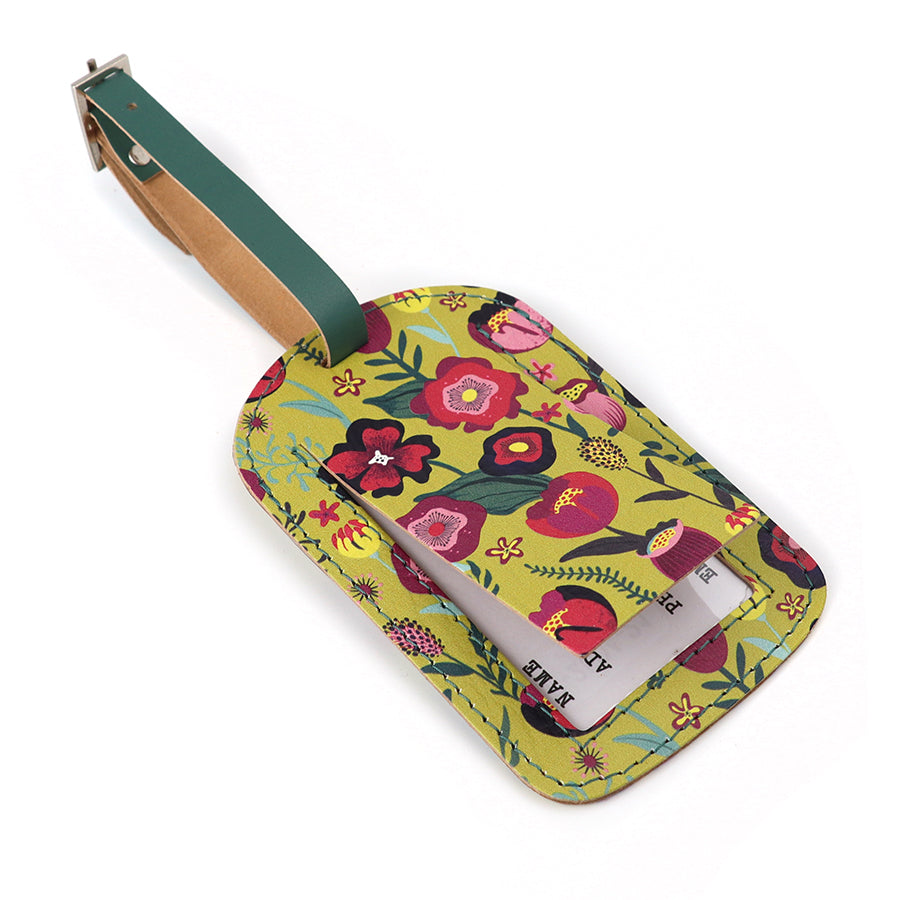 PoM Mustard Floral Luggage Tag