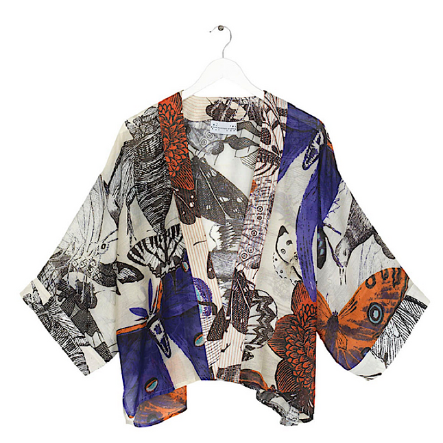 One Hundred Stars Butterflies Cobalt Kimono