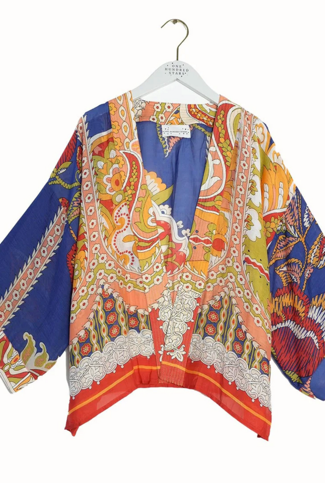 One Hundred Stars  Carnival Cobalt Kimono