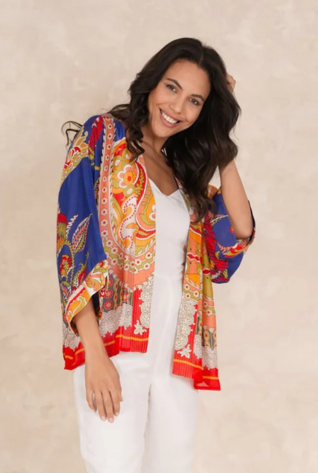 One Hundred Stars  Carnival Cobalt Kimono