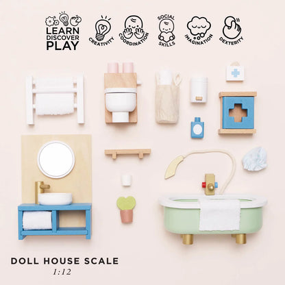 Wooden Dolls House Bathroom Furniture