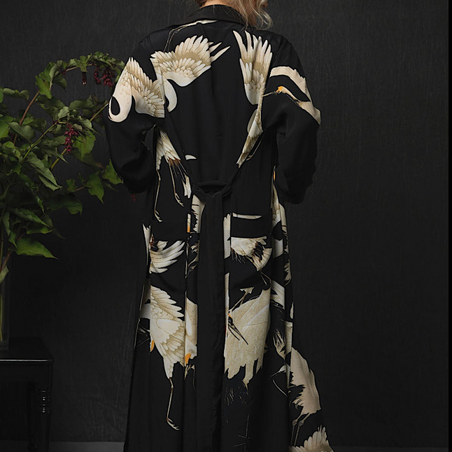 Luxe stork Black crepe gown