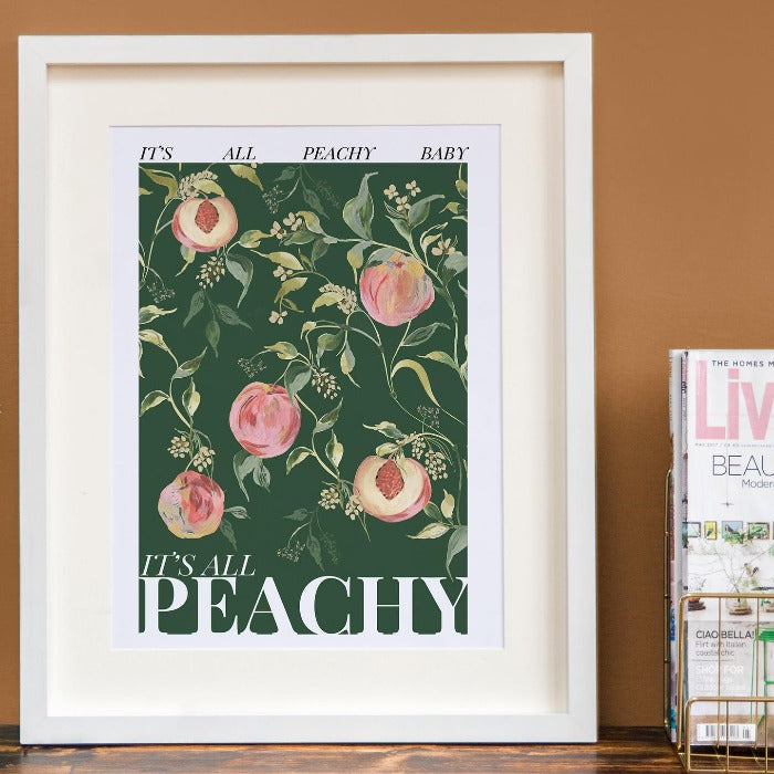 It's All Peachy - Dark Green Base- A4 Matt Print