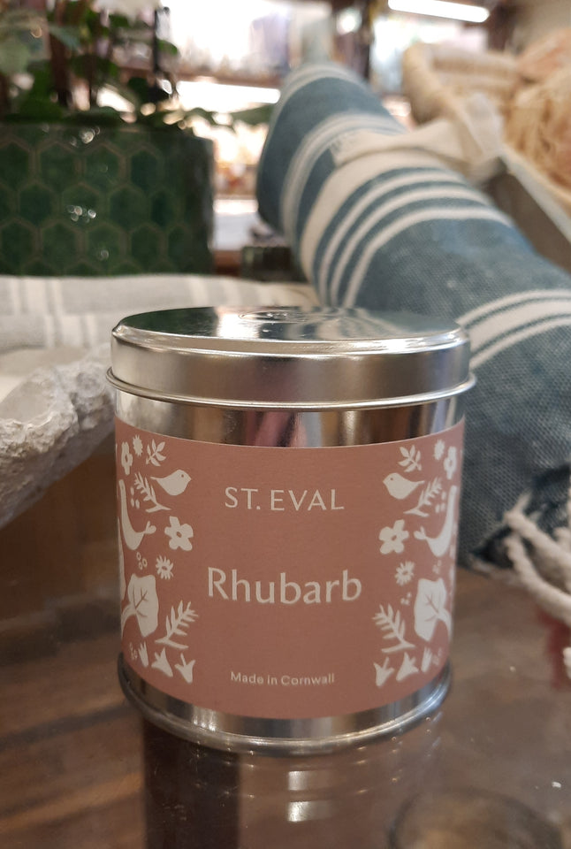 St Eval Rhubarb tin candle