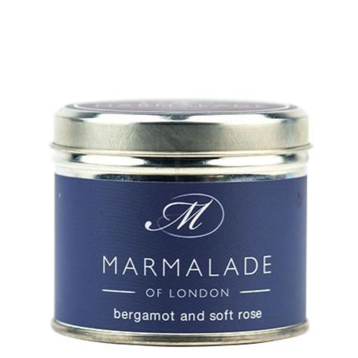 Marmalade bergamot and rose tin candle