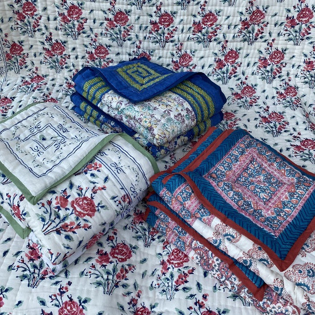 Cotton Kantha Reversible Quilts or Throws - 100 x140 cms